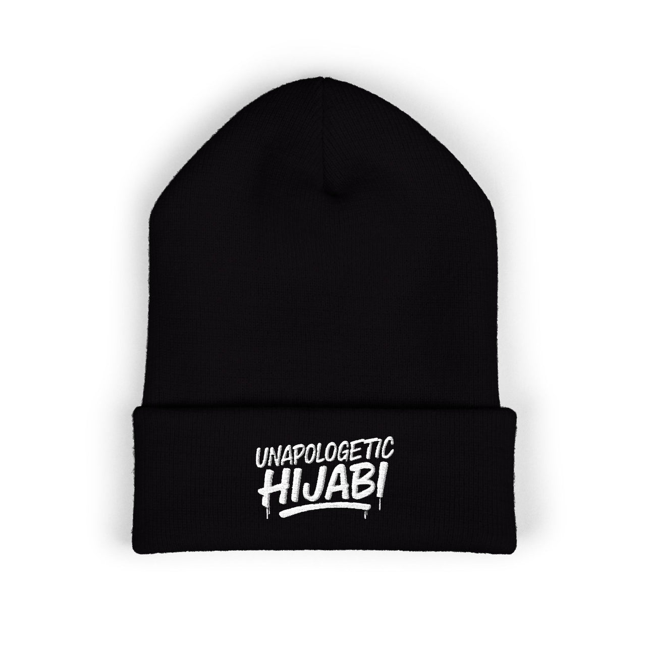 Unapologetic Hijabi Embroidered Beanie — Classic Cuffed Winter Hat