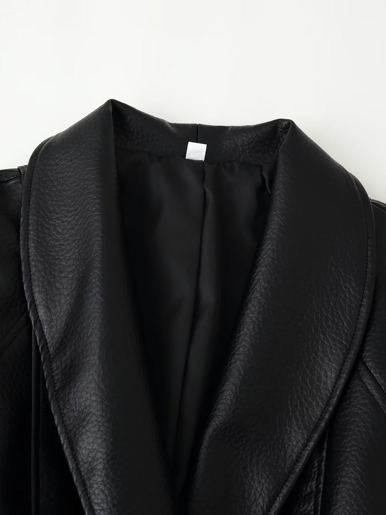 Women Clothing Fashionable All Match Design Matching Belt Leather Coat