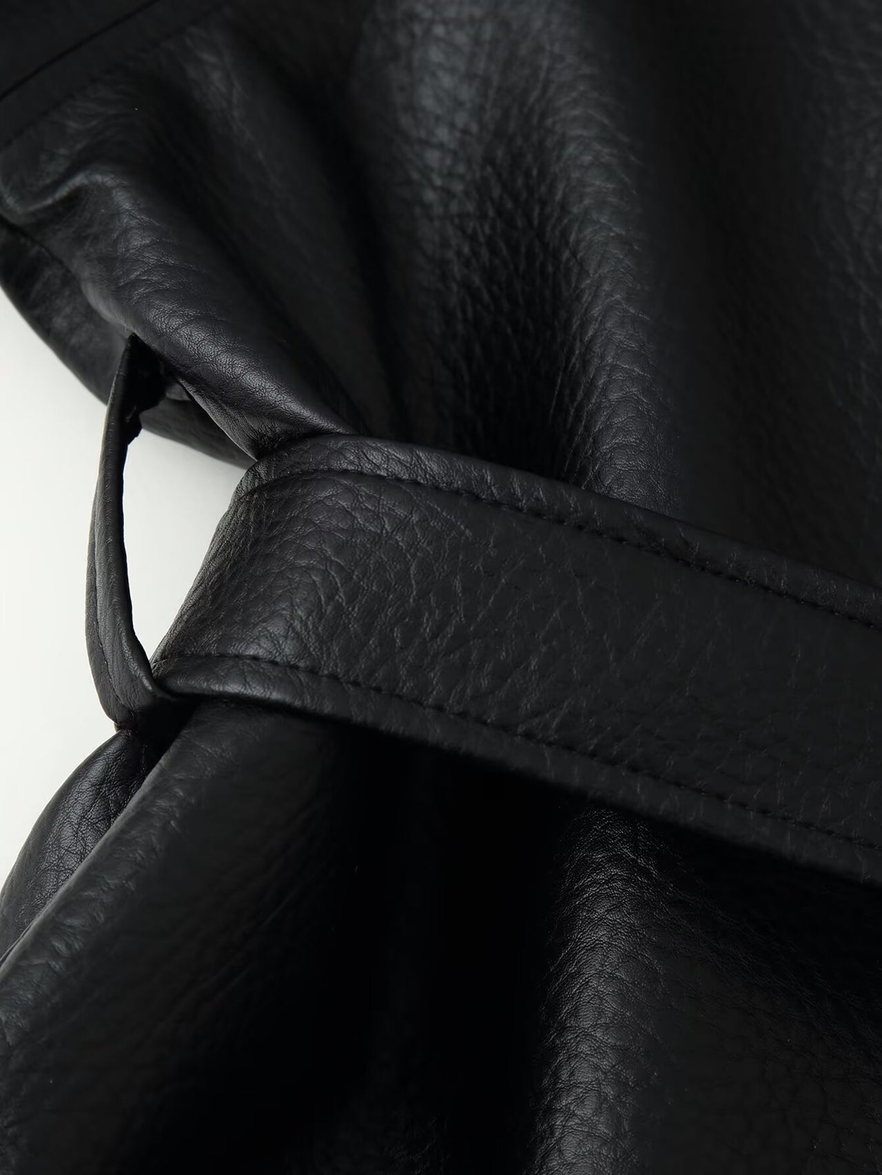 Women Clothing Fashionable All Match Design Matching Belt Leather Coat