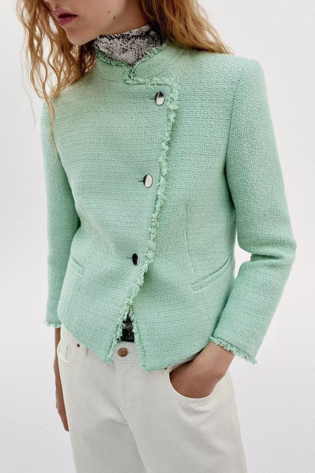 Autumn Women Clothing French Long Sleeve Stand Collar Double Breasted Blazer