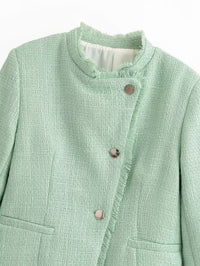 Autumn Women Clothing French Long Sleeve Stand Collar Double Breasted Blazer