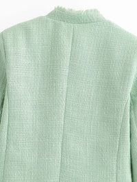 Autumn Women Clothing French Long Sleeve Stand Collar Double Breasted Blazer