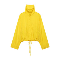 Women Summer Autumn Loose Solid Color Bomber Jacket Coat