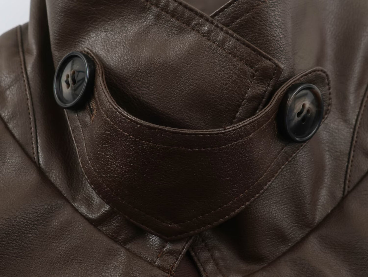 Women Clothing Polo Collar Lace up Waist Leather Jacket
