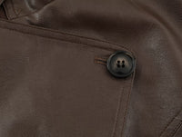 Women Clothing Polo Collar Lace up Waist Leather Jacket