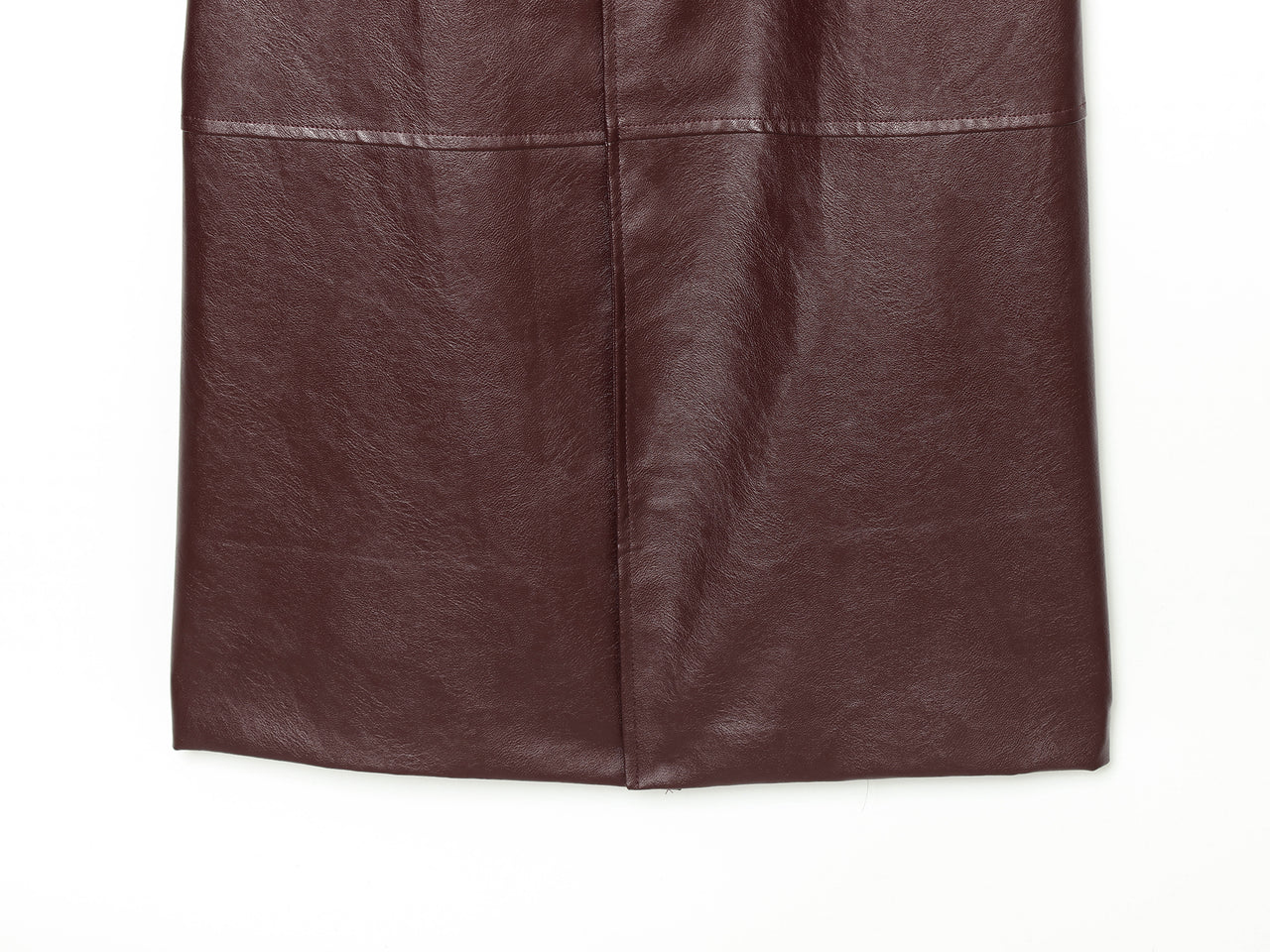 Long Burgundy Belted Leather Trench Coat
