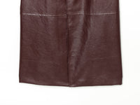 Long Burgundy Belted Leather Trench Coat