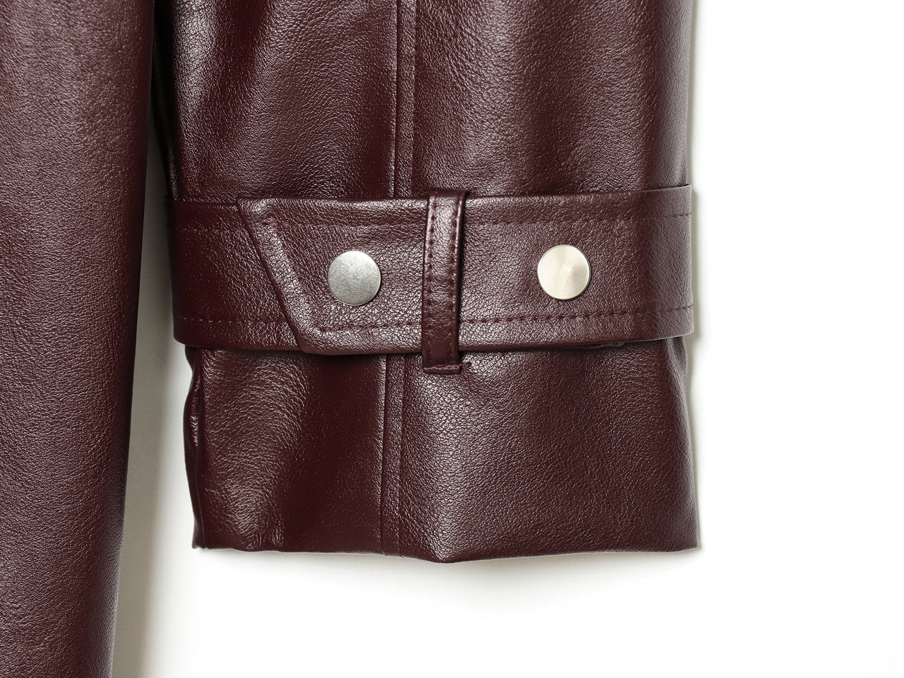 Long Burgundy Belted Leather Trench Coat