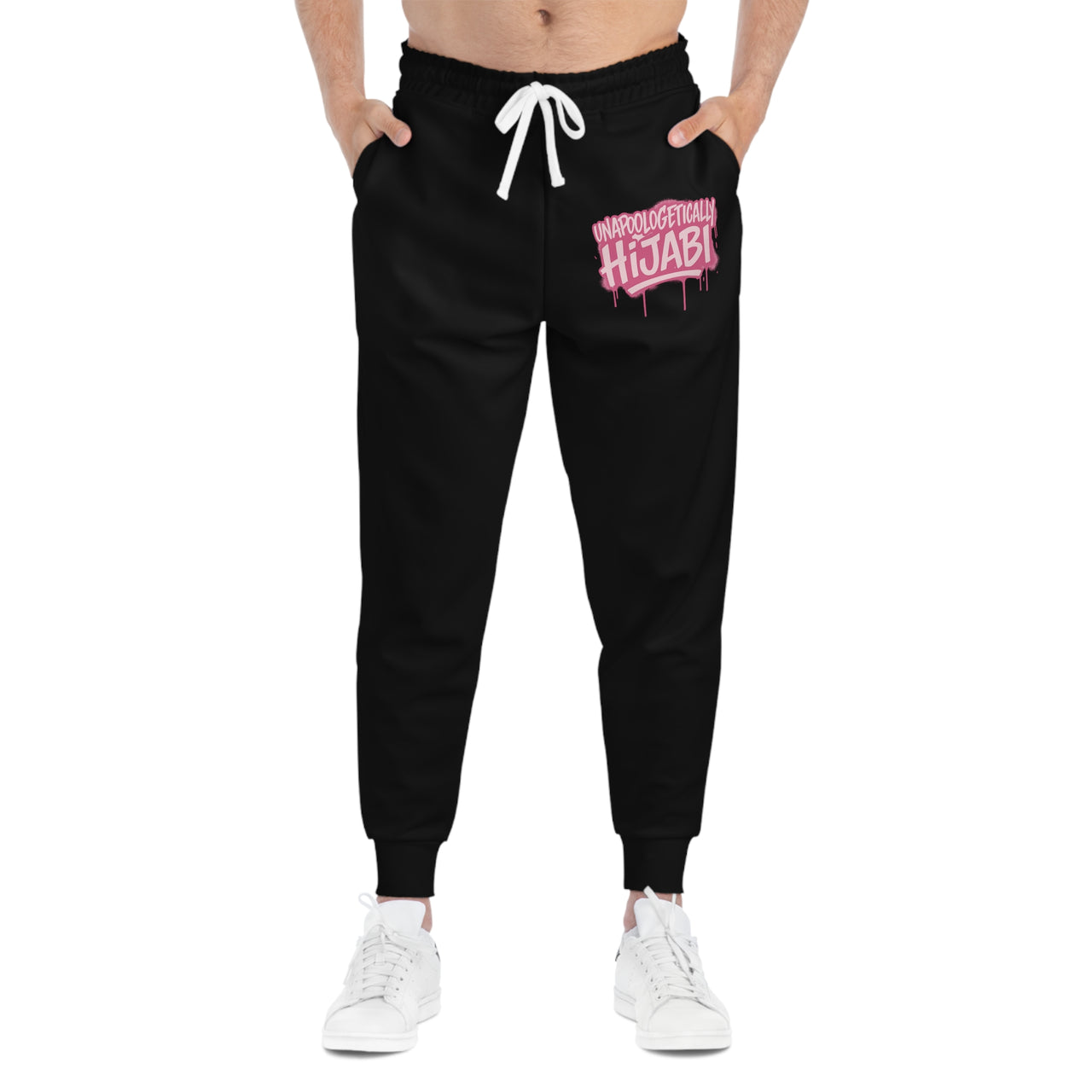 Athletic Joggers — Black "Unapologetically Hijabi" Graphic Streetwear Sweatpants