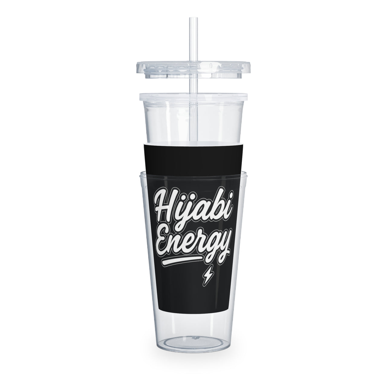 Black Hijabi Energy™ Reusable Plastic Tumbler with Straw – Everyday Hydration Cup