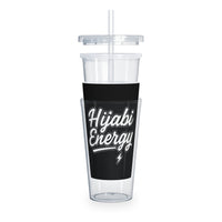 Black Hijabi Energy™ Reusable Plastic Tumbler with Straw – Everyday Hydration Cup