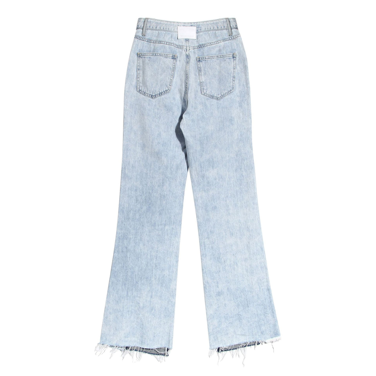 Blue Two Color Color Contrast Patchwork Washed Distressed High Waist Women Denim Wide Leg Jeans