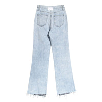 Blue Two Color Color Contrast Patchwork Washed Distressed High Waist Women Denim Wide Leg Jeans