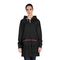 Modest in Motion Hoodie Dress — 'Lift Every Moment' Cozy Women's Pullover Dress Black