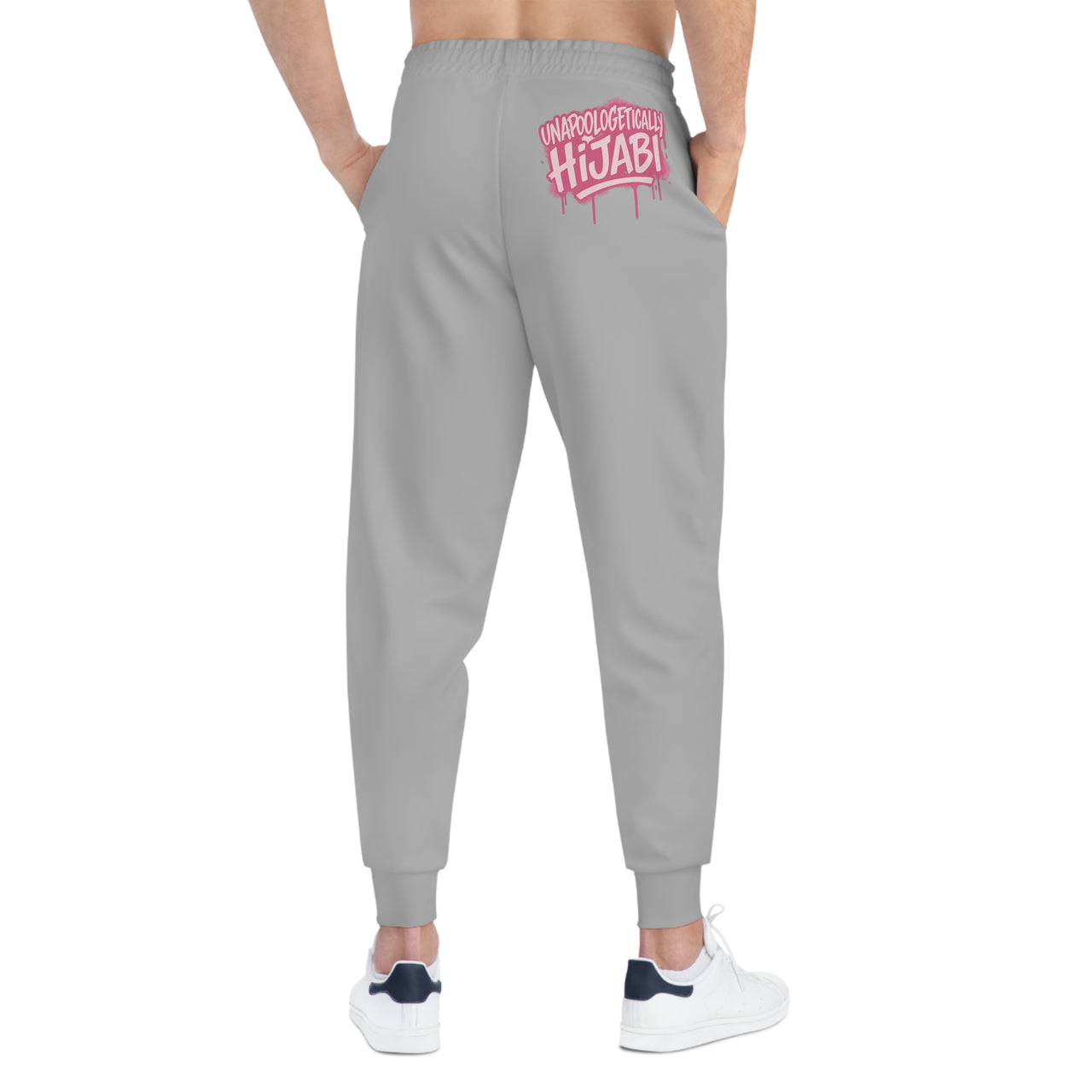 Athletic Joggers — Grey "Unapologetically Hijabi" Graphic Streetwear Sweatpants