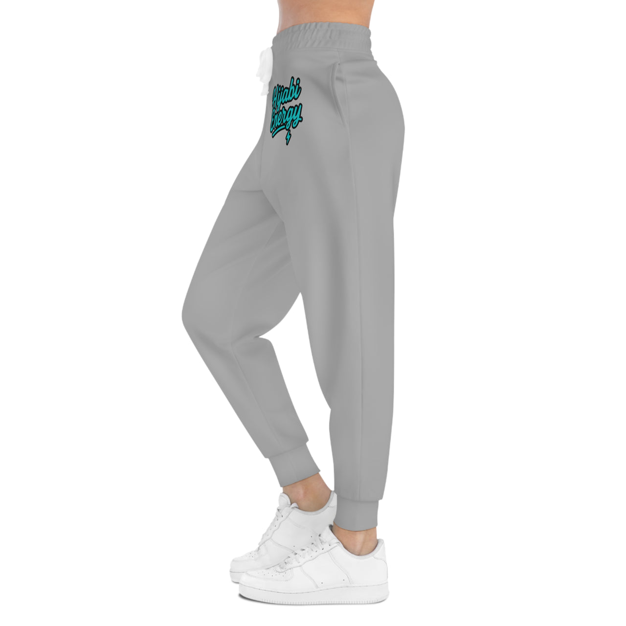 Athletic Joggers — Grey "Hijabi Energy" Graphic Streetwear Sweatpants