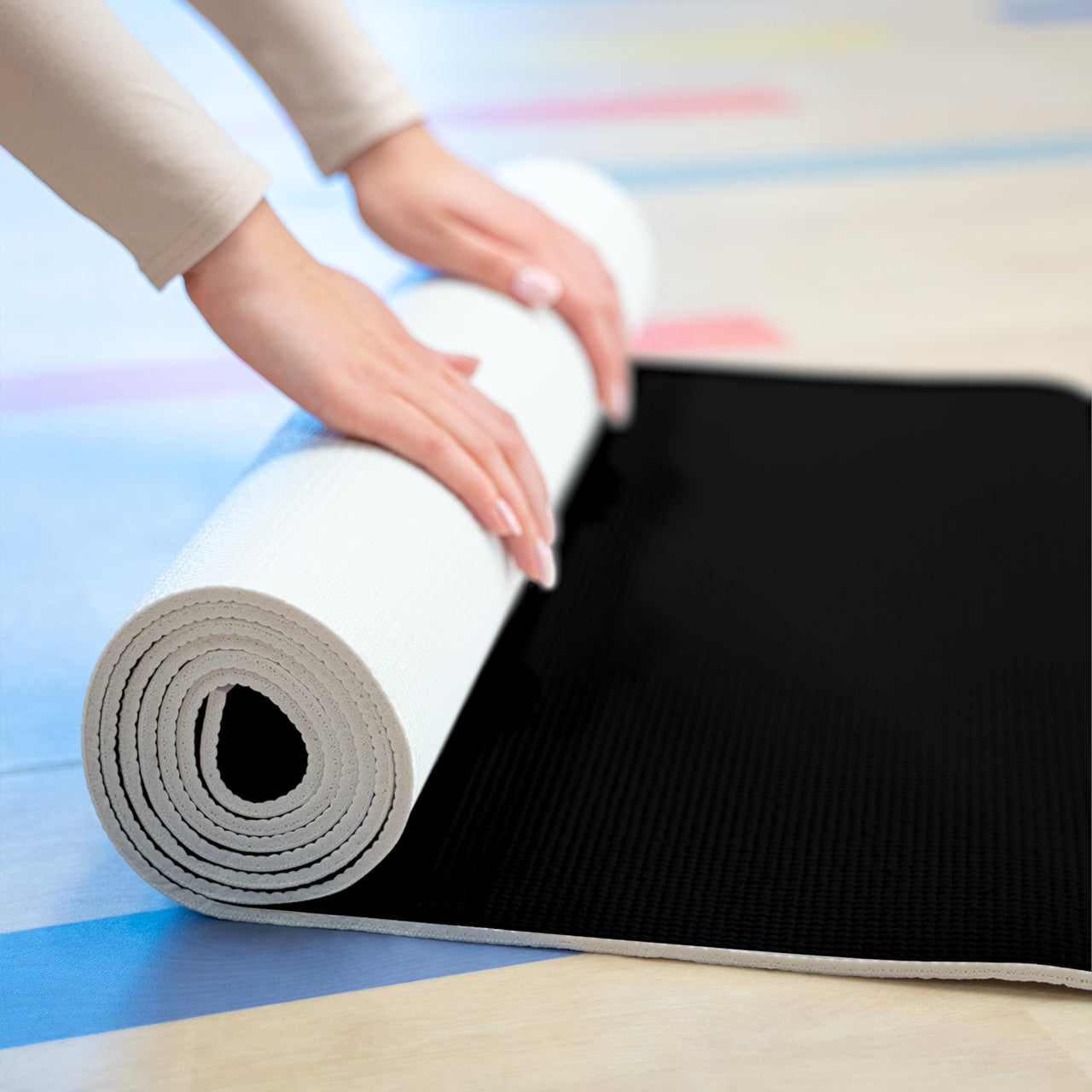 Hijabi Energy Foam Yoga Mat — Non-Slip Black Exercise Mat for Muslim Women