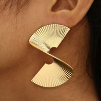 Personality Irregular Spiral Fan Leaf Earrings - Modestly Vogue 