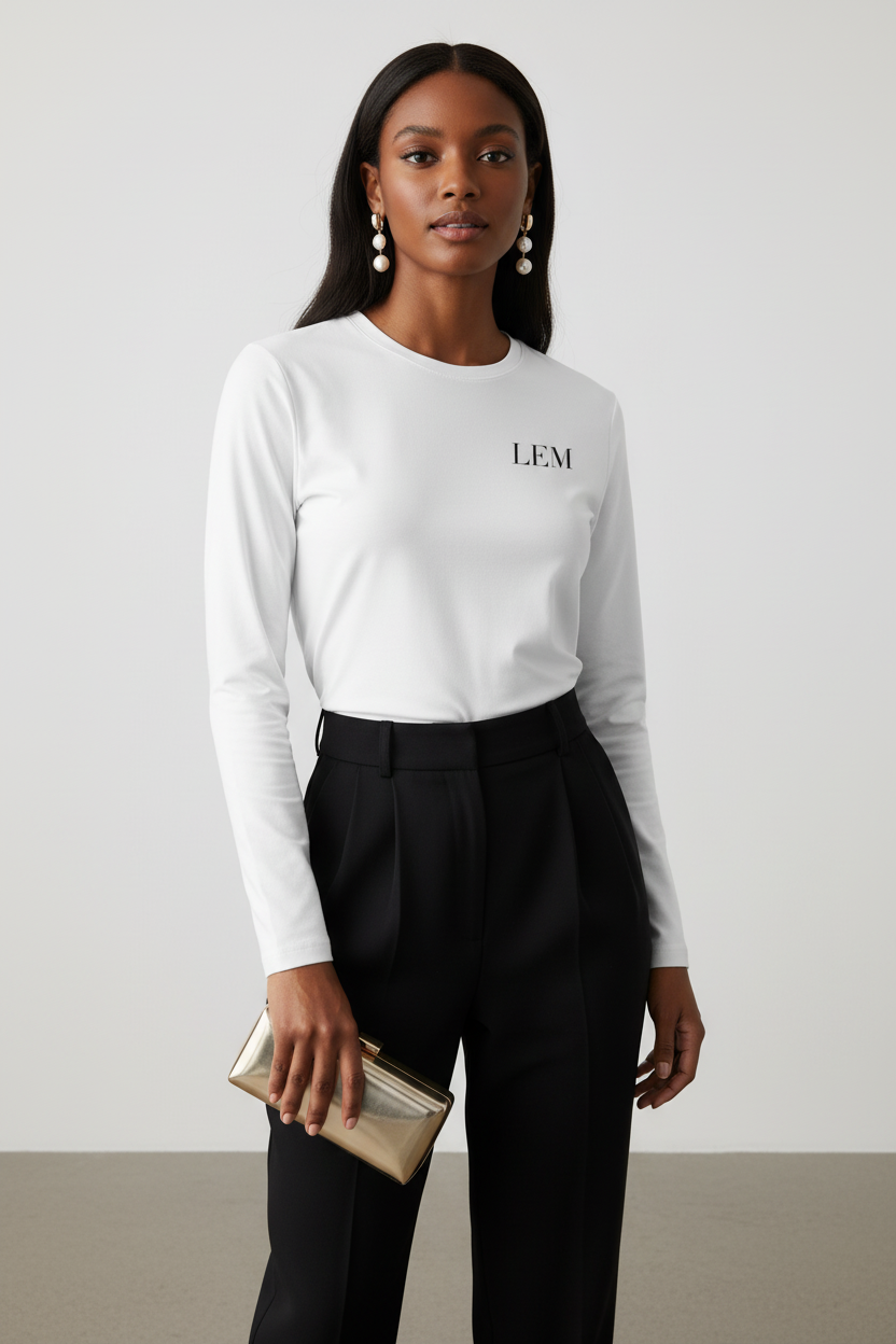LEM' Essential Edit Long Sleeve Tee | Black - Modestly Vogue 