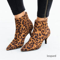 Autumn And Winter New Leopard Print Nude Boots - Modestly Vogue 
