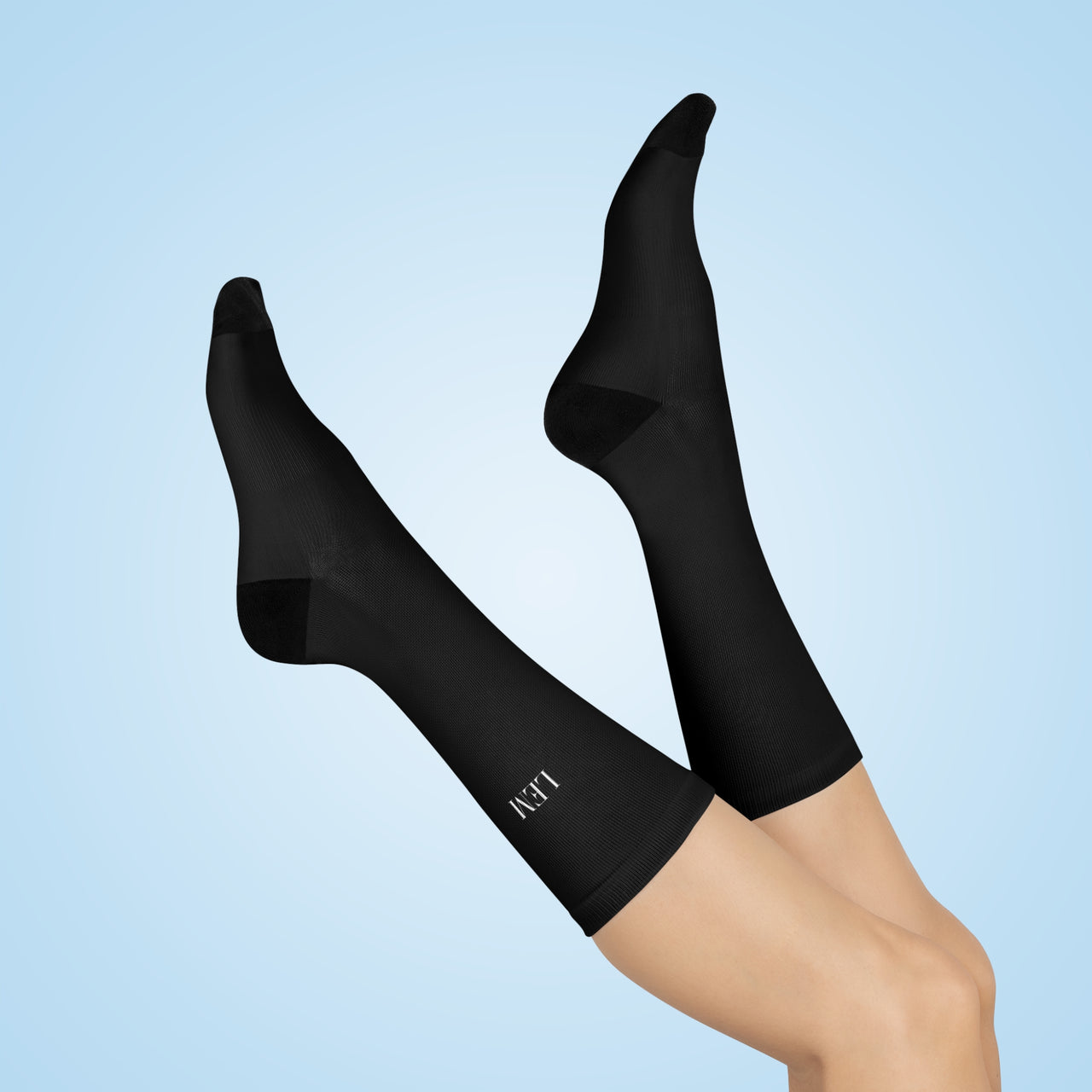 LEM Black Cushioned Crew Socks— Comfortable Everyday Athletic Socks - Modestly Vogue 
