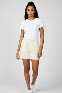 LEM Cream Lightweight Fleece Sweat Shorts —  Lounge Shorts - Modestly Vogue 