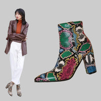 Martin boots snake print thick heel ankle boots - Modestly Vogue 