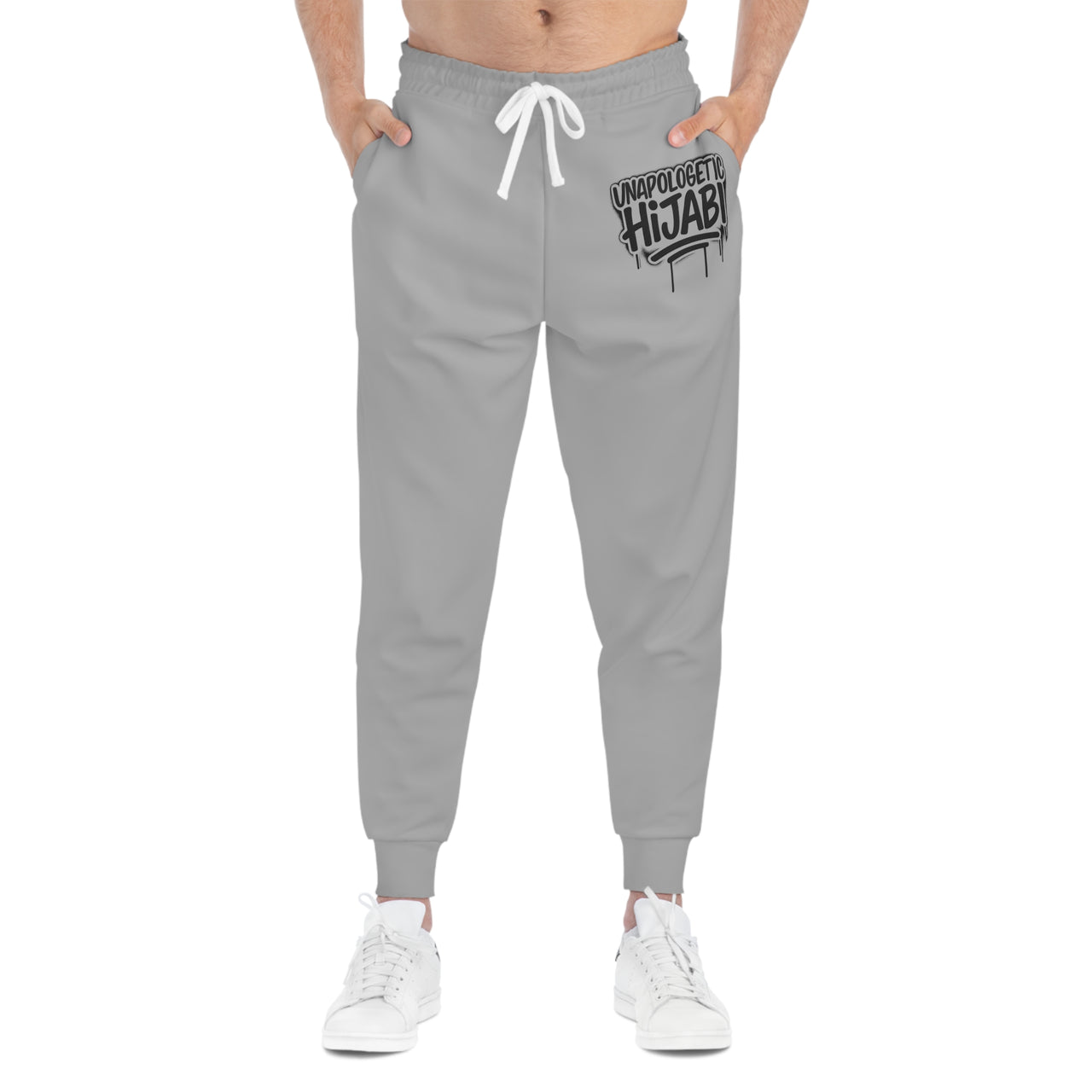Athletic Joggers — Grey "Unapologetic Hijabi" Graphic Streetwear Sweatpants