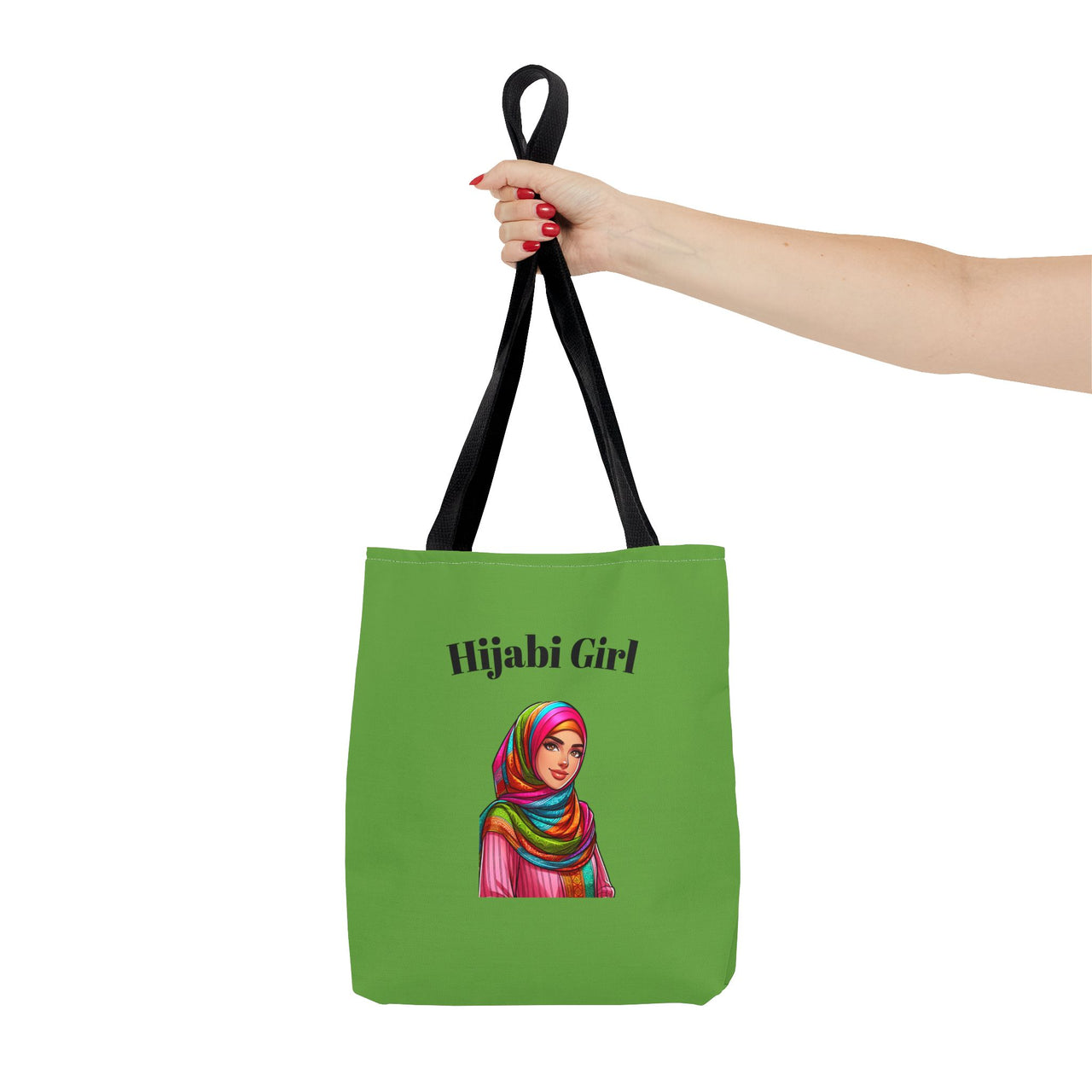 Colorful Hijabi Girl Tote Bag - Stylish and Functional for Every Occasion GREEN - Modestly Vogue 