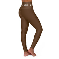 LEM Logo On High-Waisted Yoga Leggings Brown
