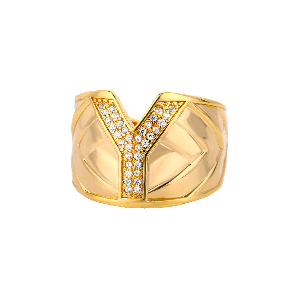 Personalized Gold Stone Initial Ring | Modestly Vogue - Modestly Vogue 