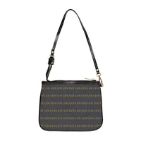 LEM Signature Monogram Mini Shoulder Bag — Grey & Gold LEM Pattern - Modestly Vogue 