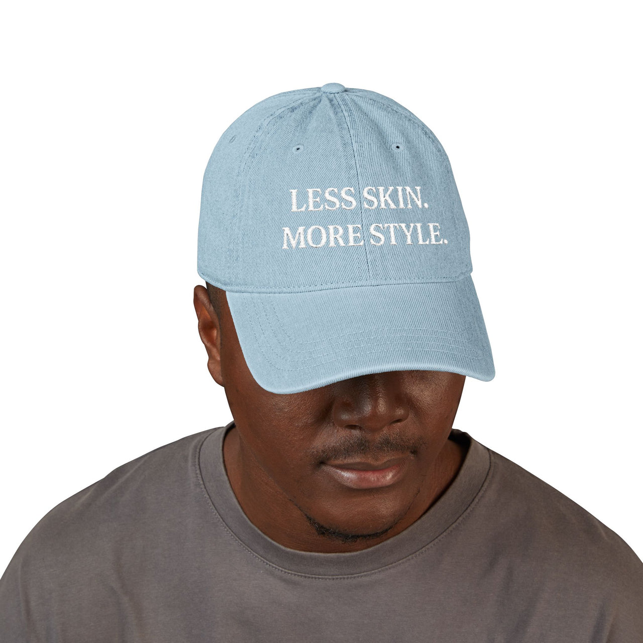 Less Skin More Style Denim Hat – Embroidered Modest Fashion - Modestly Vogue 