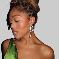 Women's Liquid Metallic Water Drop Ear Studs - Modestly Vogue 