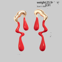 Women's Liquid Metallic Water Drop Ear Studs - Modestly Vogue 