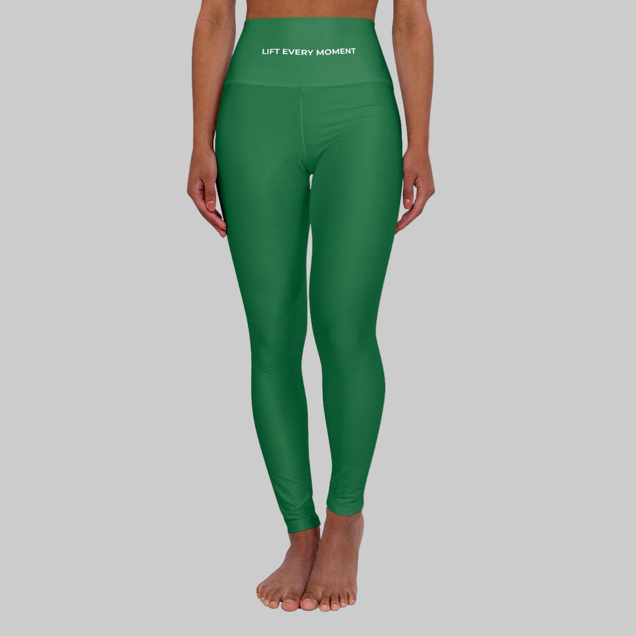 Lift Every Moment Pink Logo On High-Waisted Yoga Leggings Green