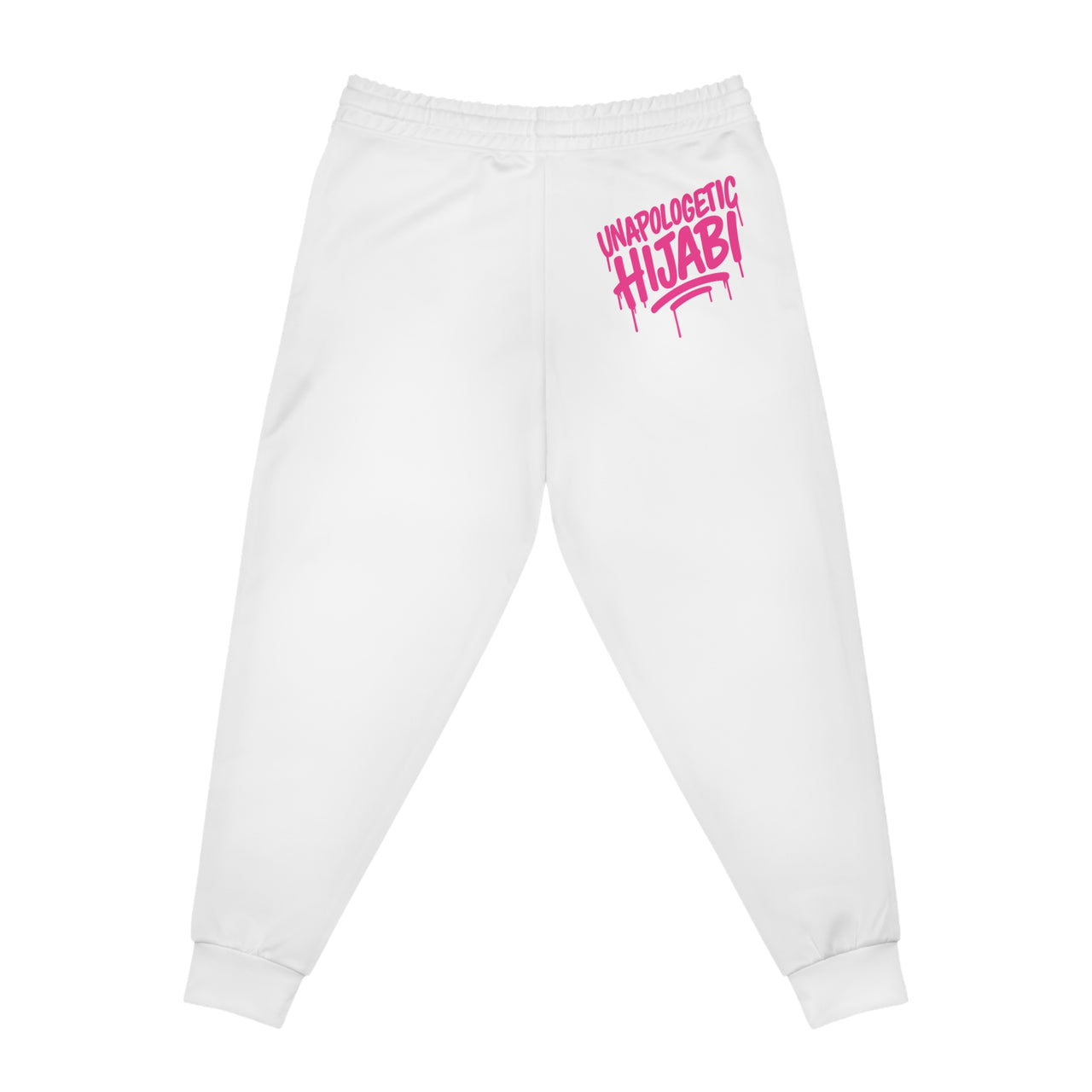 Athletic Joggers — White "Unapologetic Hijabi" Graphic Streetwear Sweatpants