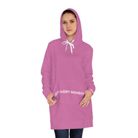 Modest in Motion Hoodie Dress — 'Lift Every Moment' Cozy Women's Pullover Dress Pink
