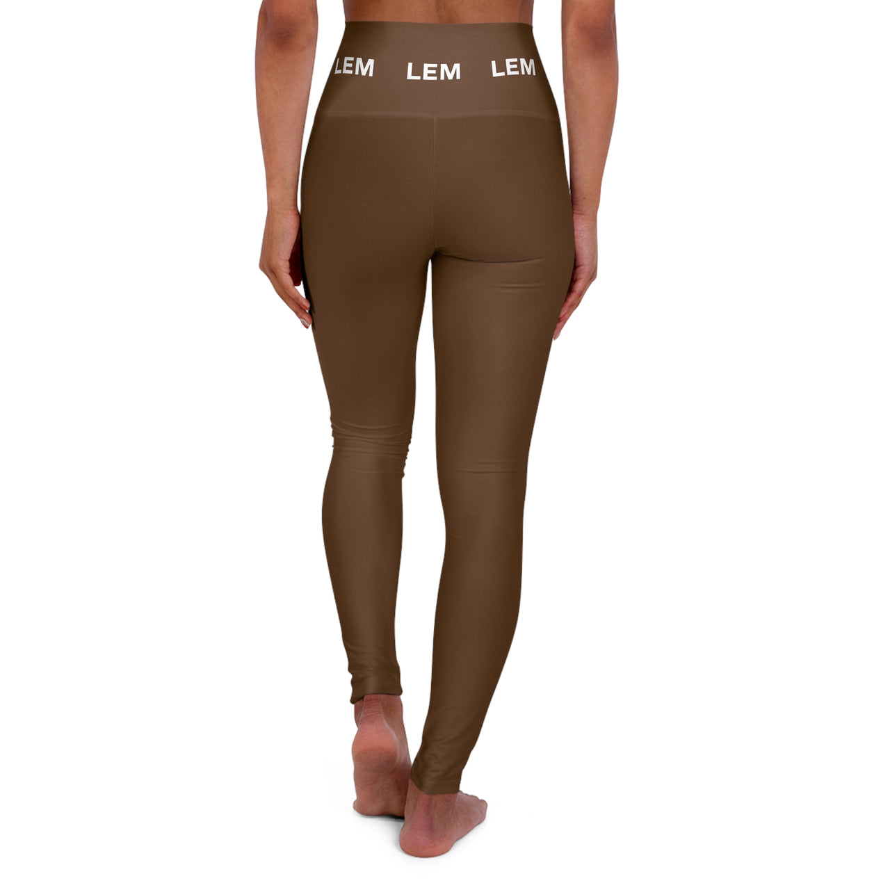 LEM Logo On High-Waisted Yoga Leggings Brown