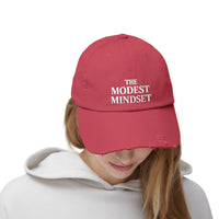 Unisex Distressed Cap – Modest Mindset Inspirational Hat for Everyday Style