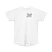 Logo Hijabi Energy Long Body Tee — Streetwear Muslimah Graphic T-Shirt