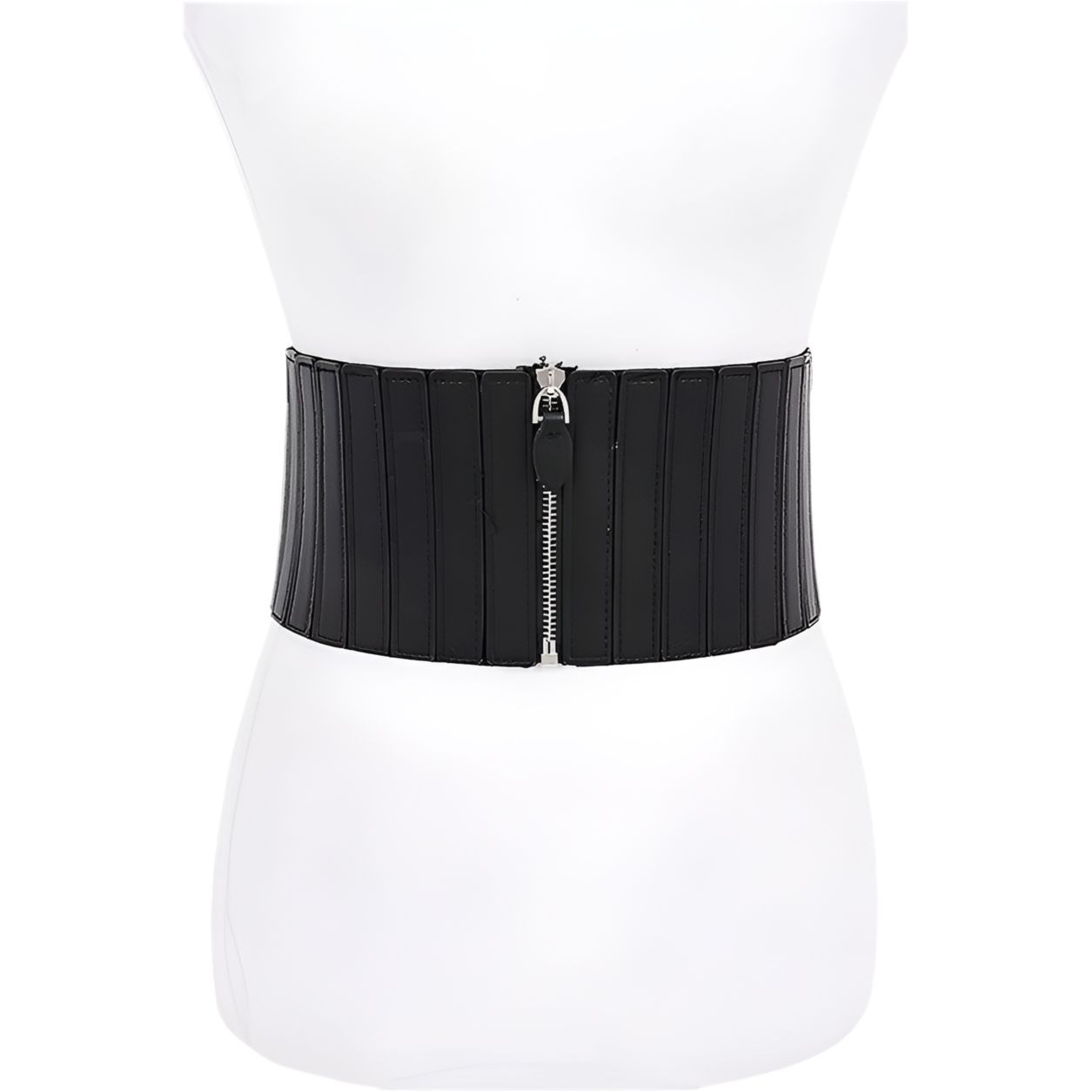 Elastic Metallic Zip-Up Corset Belt – Bold & Adjustable Waist Cincher - Modestly Vogue 