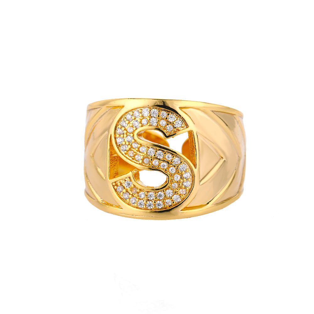 Personalized Gold Stone Initial Ring | Modestly Vogue - Modestly Vogue 