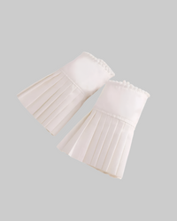 White Chiffon Pleated Flare False Cuffs – Elegant Fake Sleeves - Modestly Vogue 