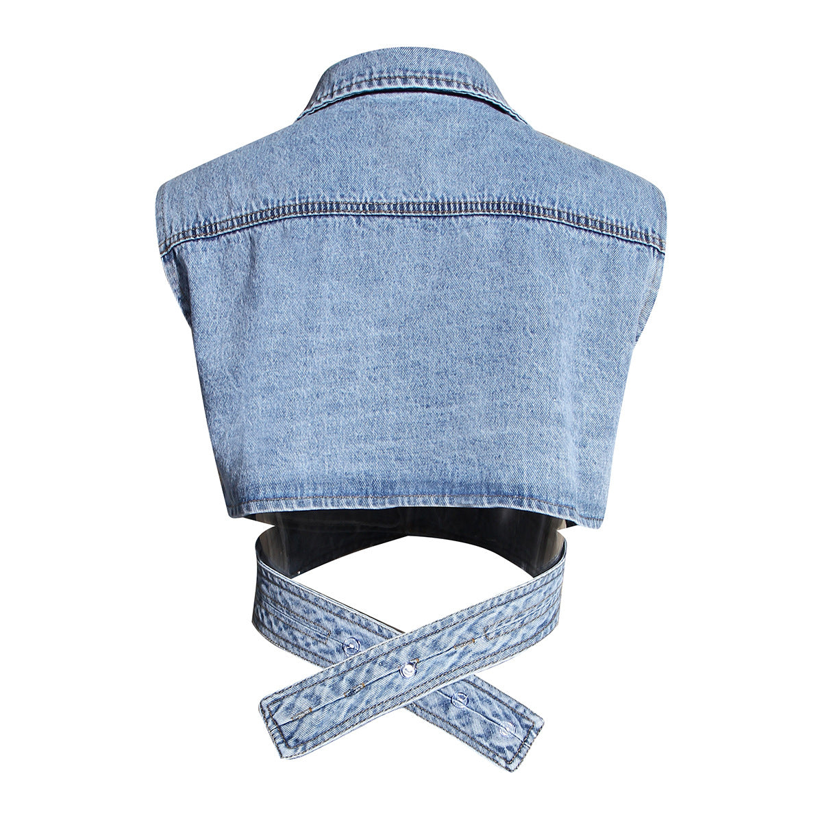Trendy Two-Piece Denim Vest & Puff Sleeve Shirt Set for Women - Modestly Vogue 