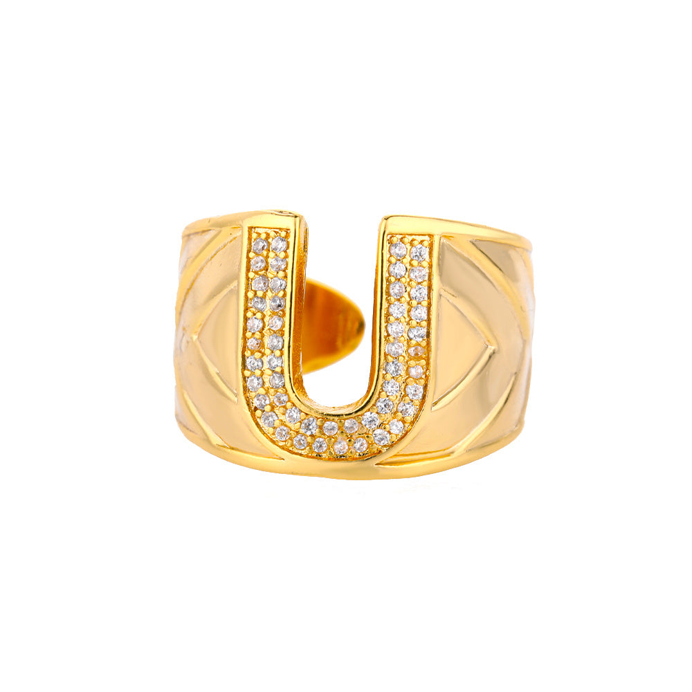 Personalized Gold Stone Initial Ring | Modestly Vogue - Modestly Vogue 