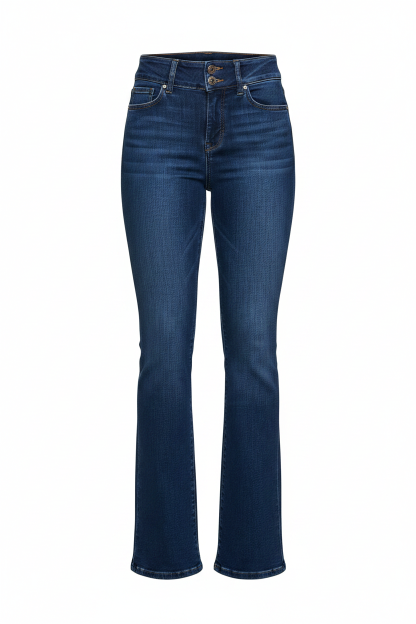 RISEN High Rise Flare Jeans With Seam Detail Waistband