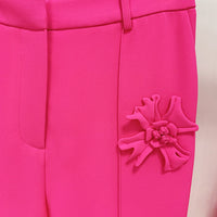 Fashion Heavy Industry 3D Flower Decoration Trousers Suit Pants
