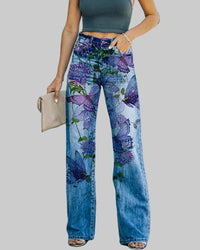 Women's Diagonal Cloth Printed Jeans - Modestly Vogue 