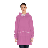 Modest in Motion Hoodie Dress — 'Lift Every Moment' Cozy Women's Pullover Dress Pink